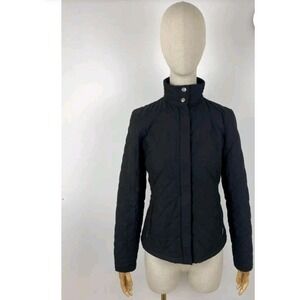 Ralph Lauren Women Size Medium Black Quilted Jacket Full Button And Zip Up